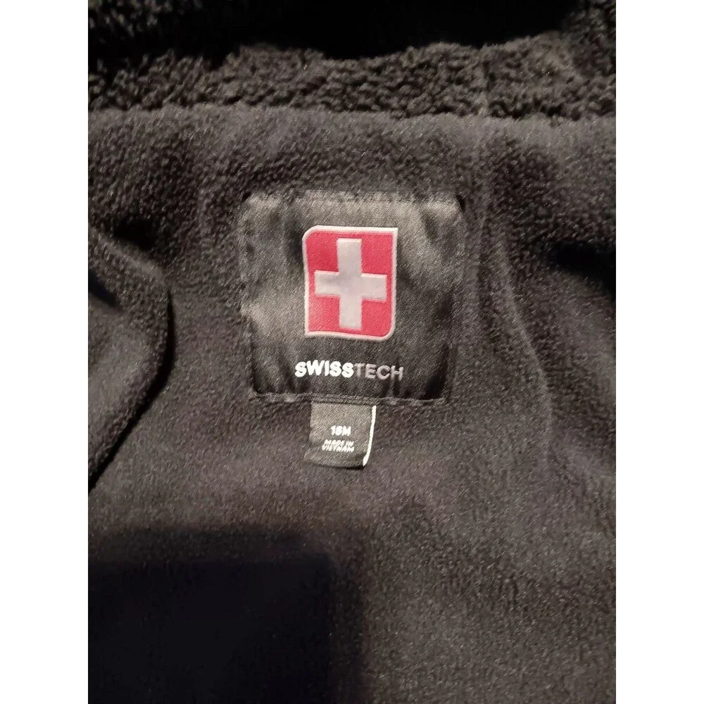 Swiss Tech Red Black Checkered Hooded Waterproof Coat Baby Sz 18mth